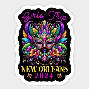 Girls Trip New Orleans 2024 Girl Mardi Gras Mask Beads Sticker